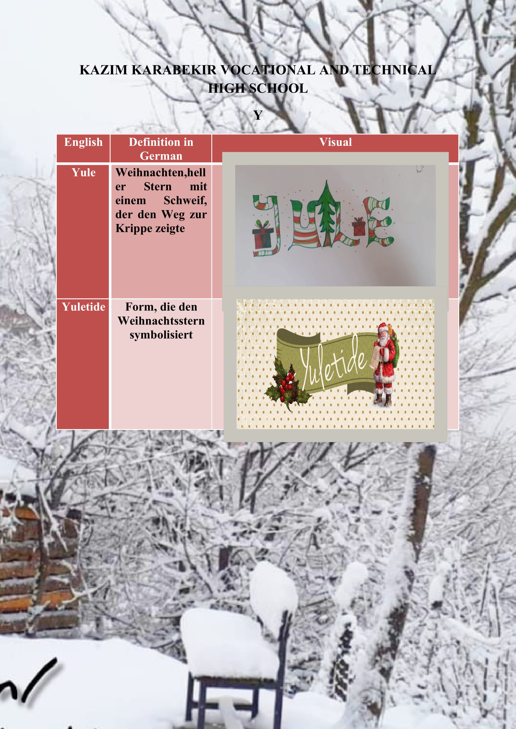 WINTER ITEMS DICTIONARY by mine seyhan - Illustrated by Mine Seyhan - Ourboox.com