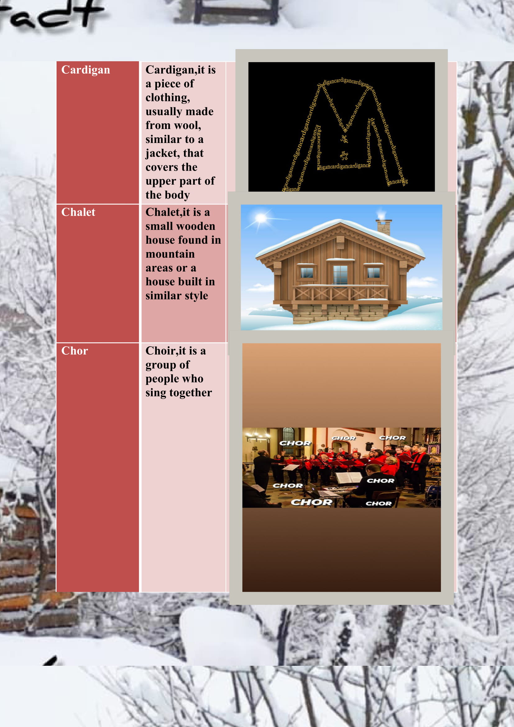 WINTER ITEMS DICTIONARY by mine seyhan - Illustrated by Mine Seyhan - Ourboox.com