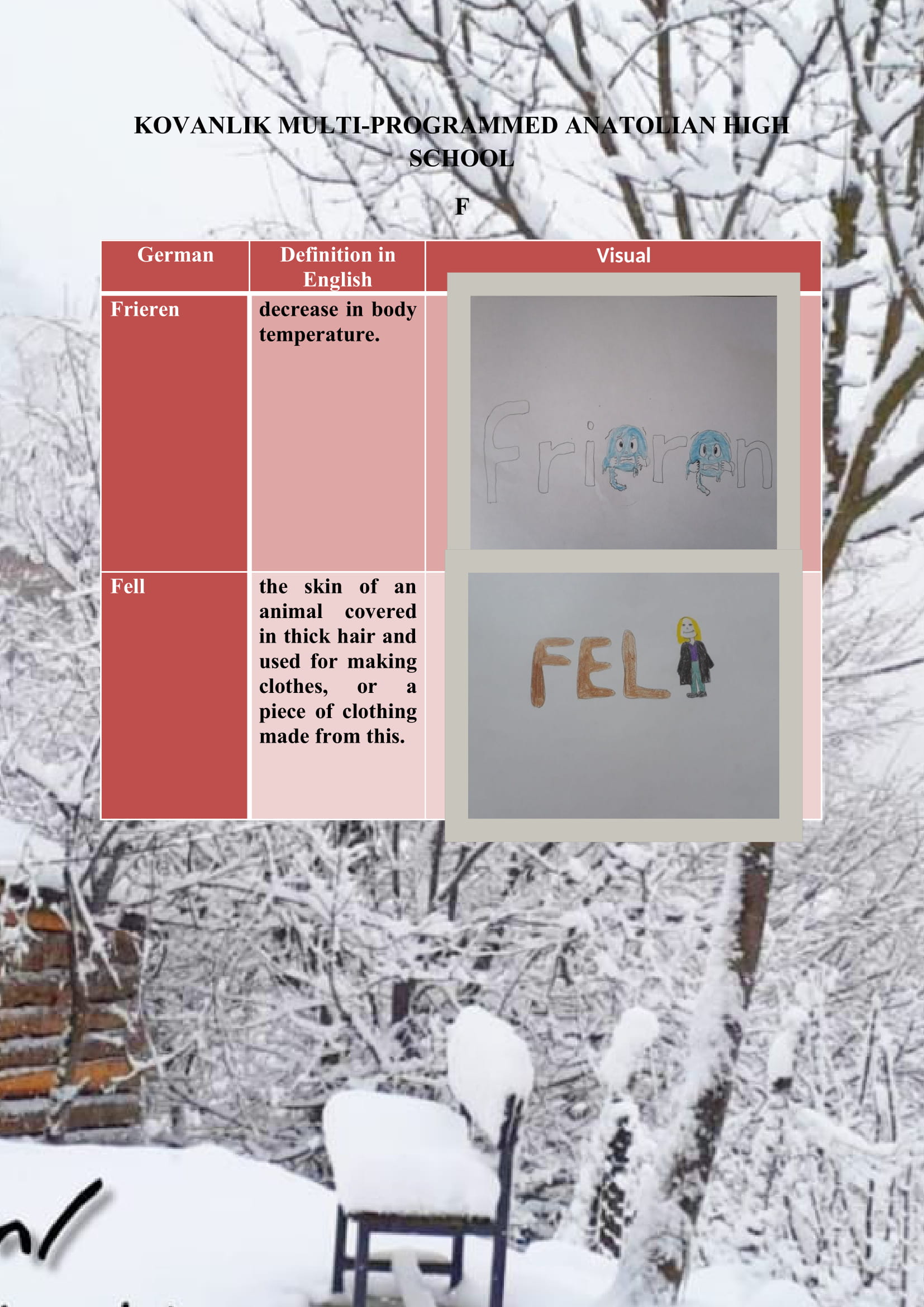 WINTER ITEMS DICTIONARY by mine seyhan - Illustrated by Mine Seyhan - Ourboox.com
