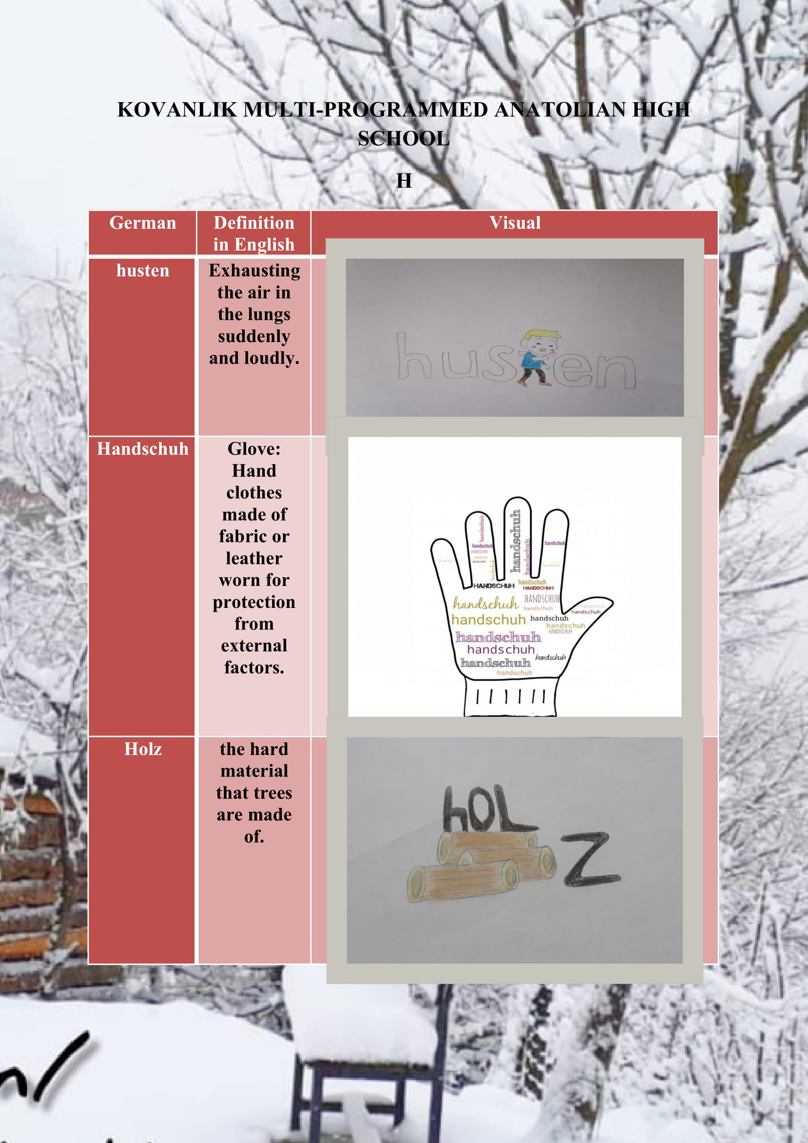 WINTER ITEMS DICTIONARY by mine seyhan - Illustrated by Mine Seyhan - Ourboox.com