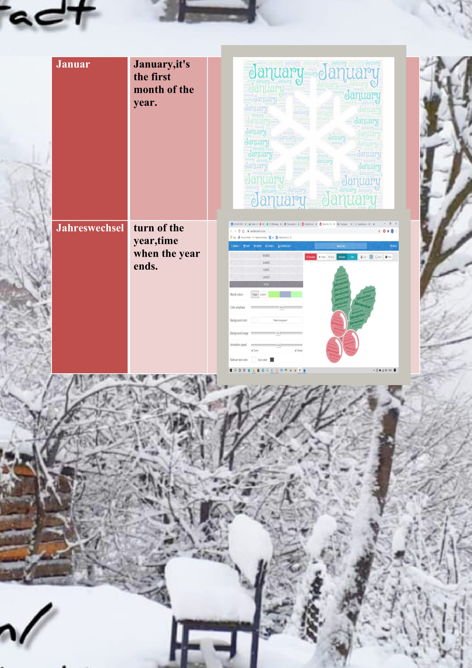 WINTER ITEMS DICTIONARY by mine seyhan - Illustrated by Mine Seyhan - Ourboox.com