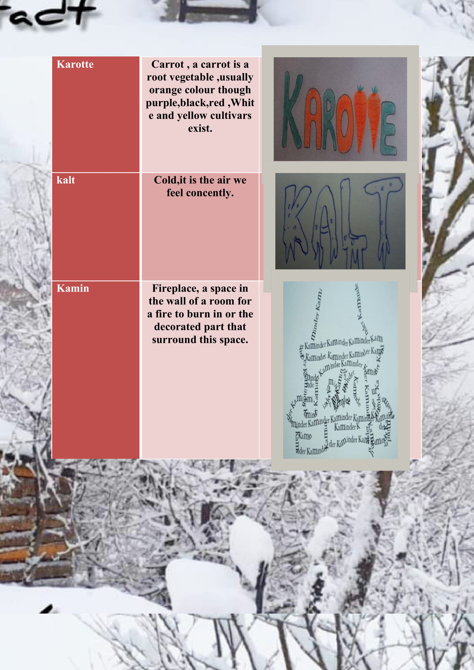 WINTER ITEMS DICTIONARY by mine seyhan - Illustrated by Mine Seyhan - Ourboox.com