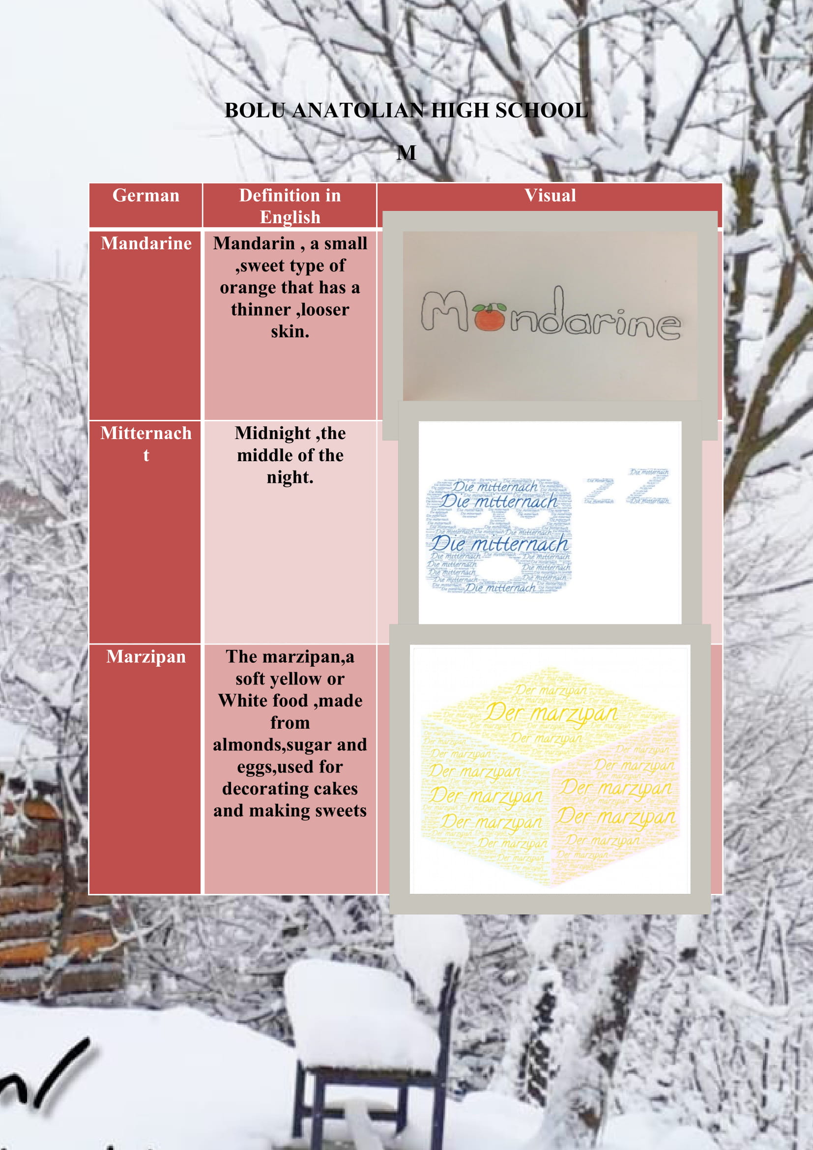 WINTER ITEMS DICTIONARY by mine seyhan - Illustrated by Mine Seyhan - Ourboox.com