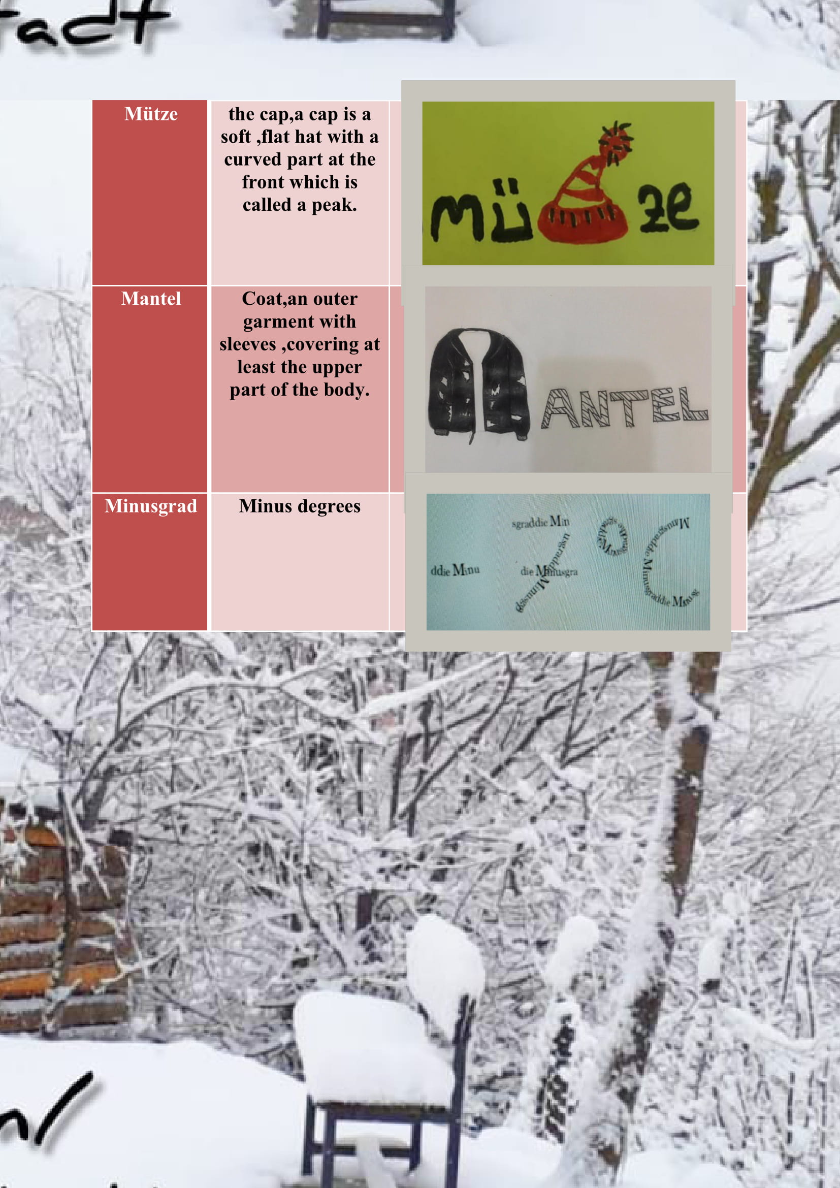 WINTER ITEMS DICTIONARY by mine seyhan - Illustrated by Mine Seyhan - Ourboox.com