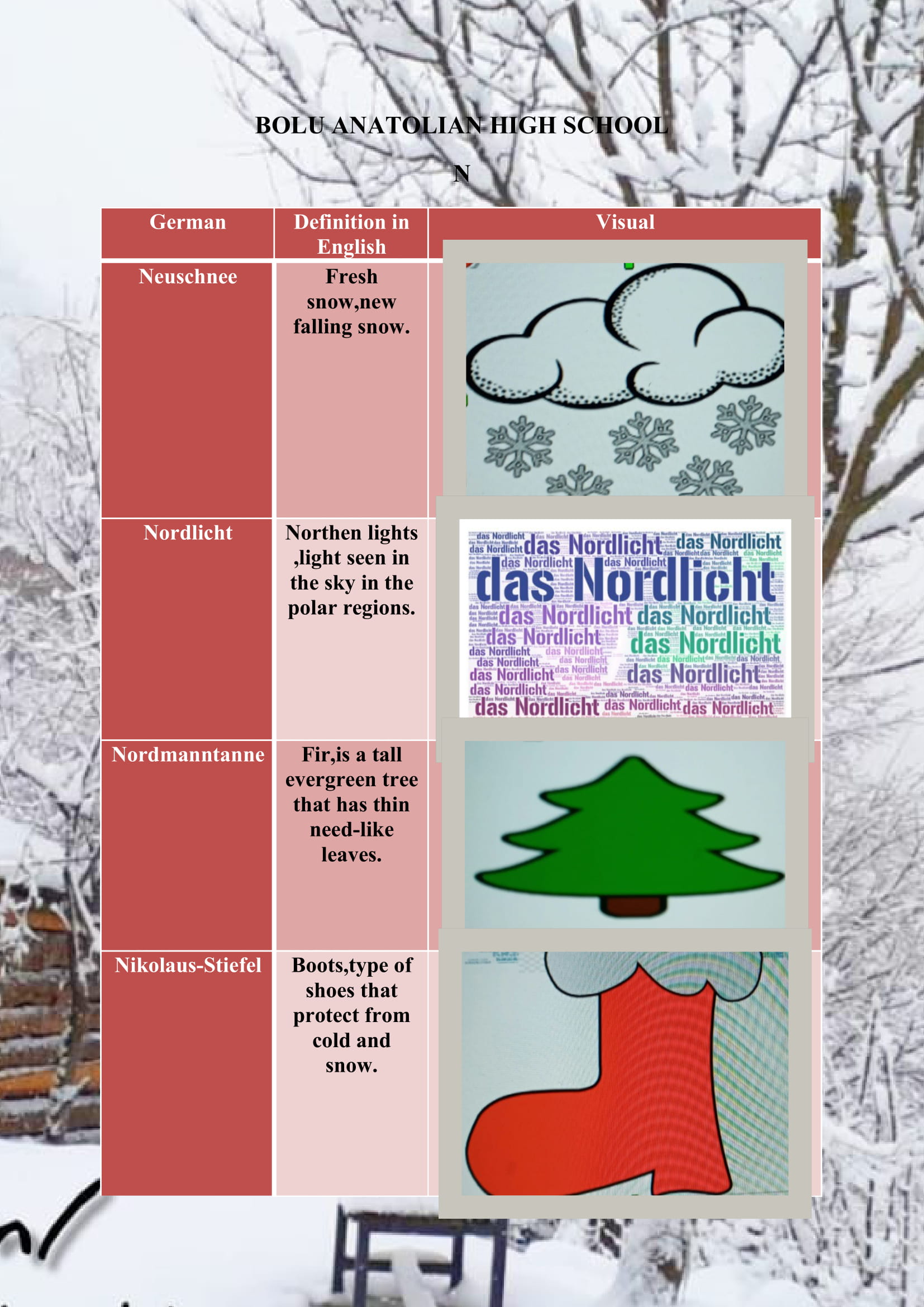 WINTER ITEMS DICTIONARY by mine seyhan - Illustrated by Mine Seyhan - Ourboox.com