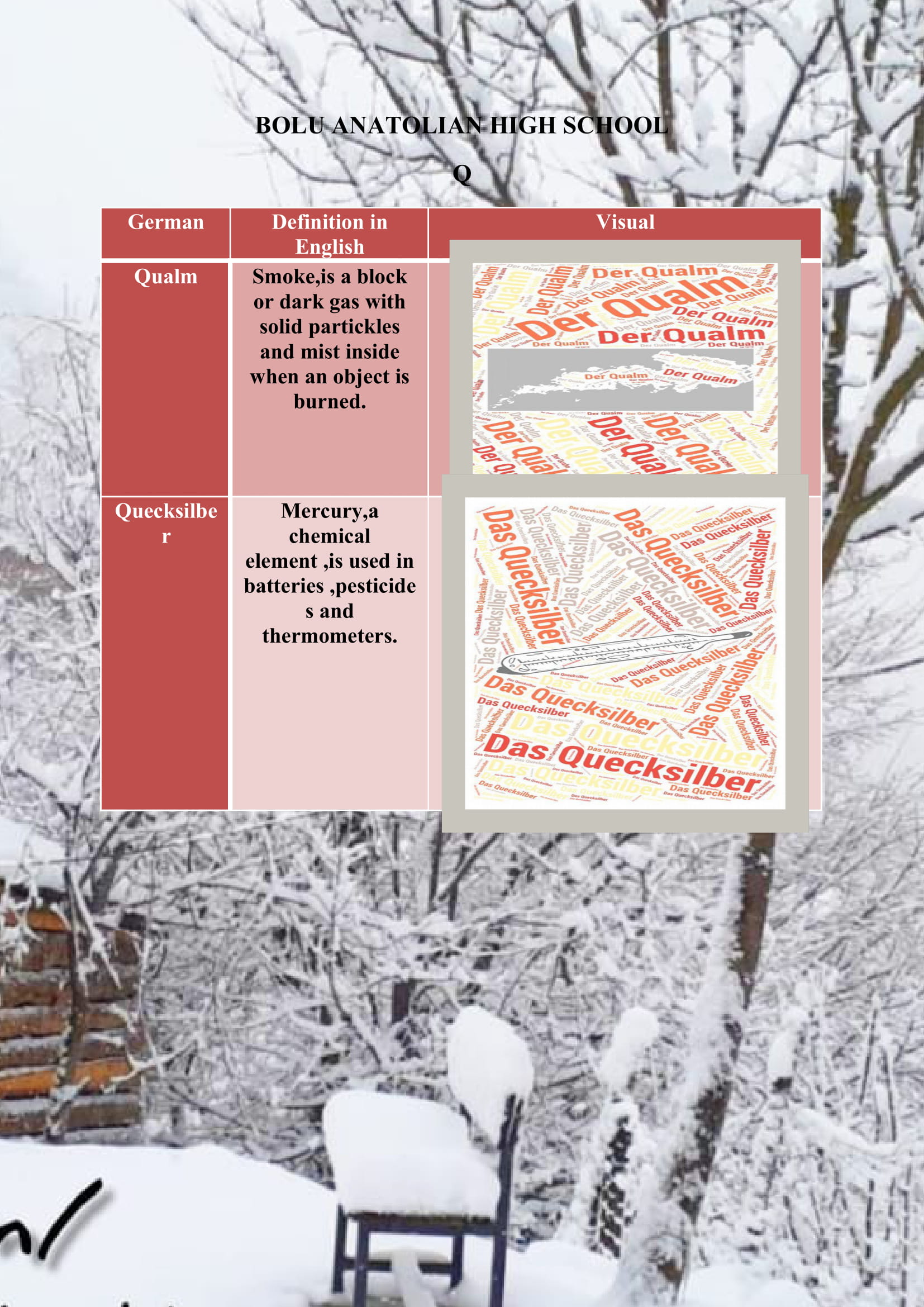 WINTER ITEMS DICTIONARY by mine seyhan - Illustrated by Mine Seyhan - Ourboox.com