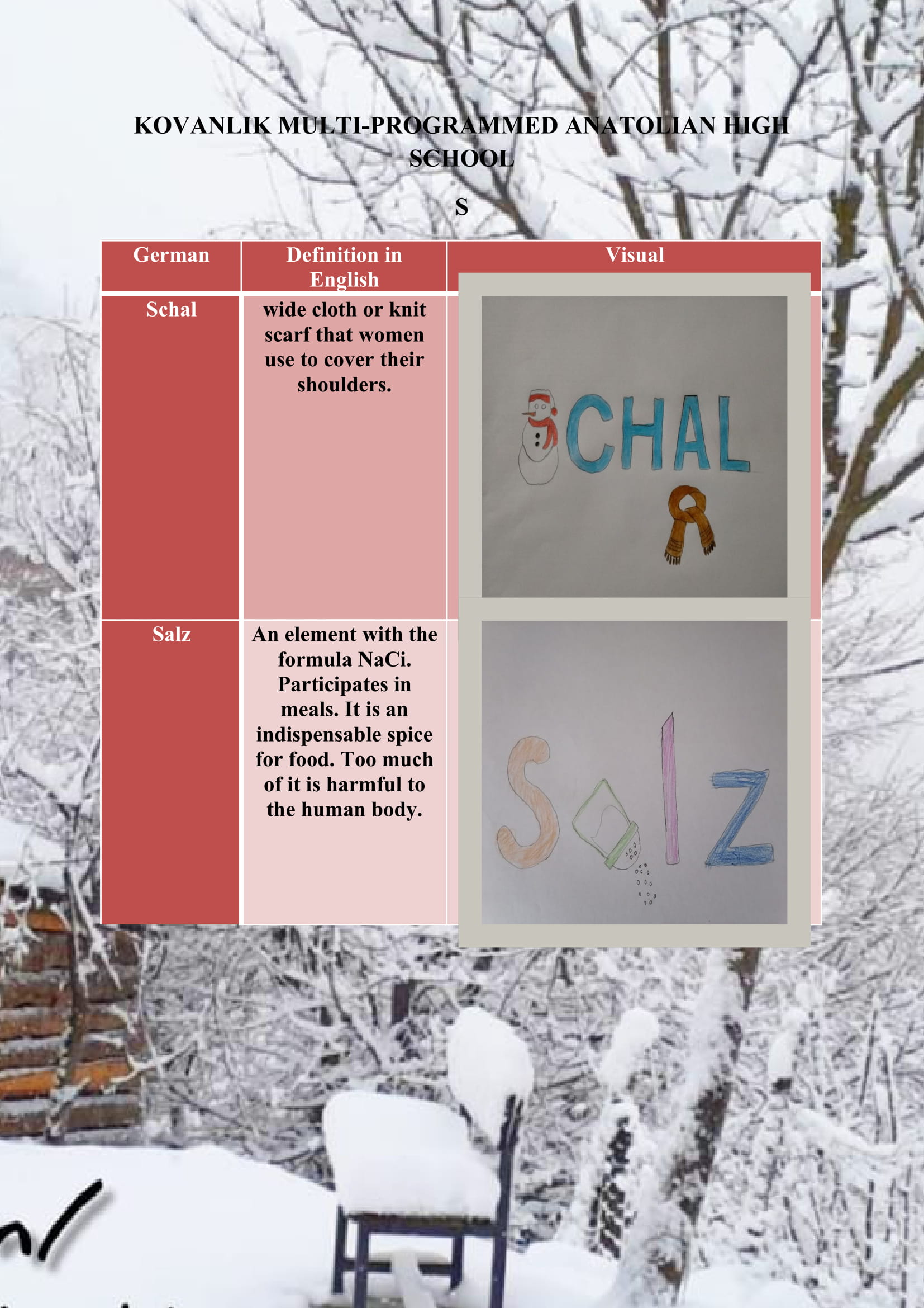 WINTER ITEMS DICTIONARY by mine seyhan - Illustrated by Mine Seyhan - Ourboox.com