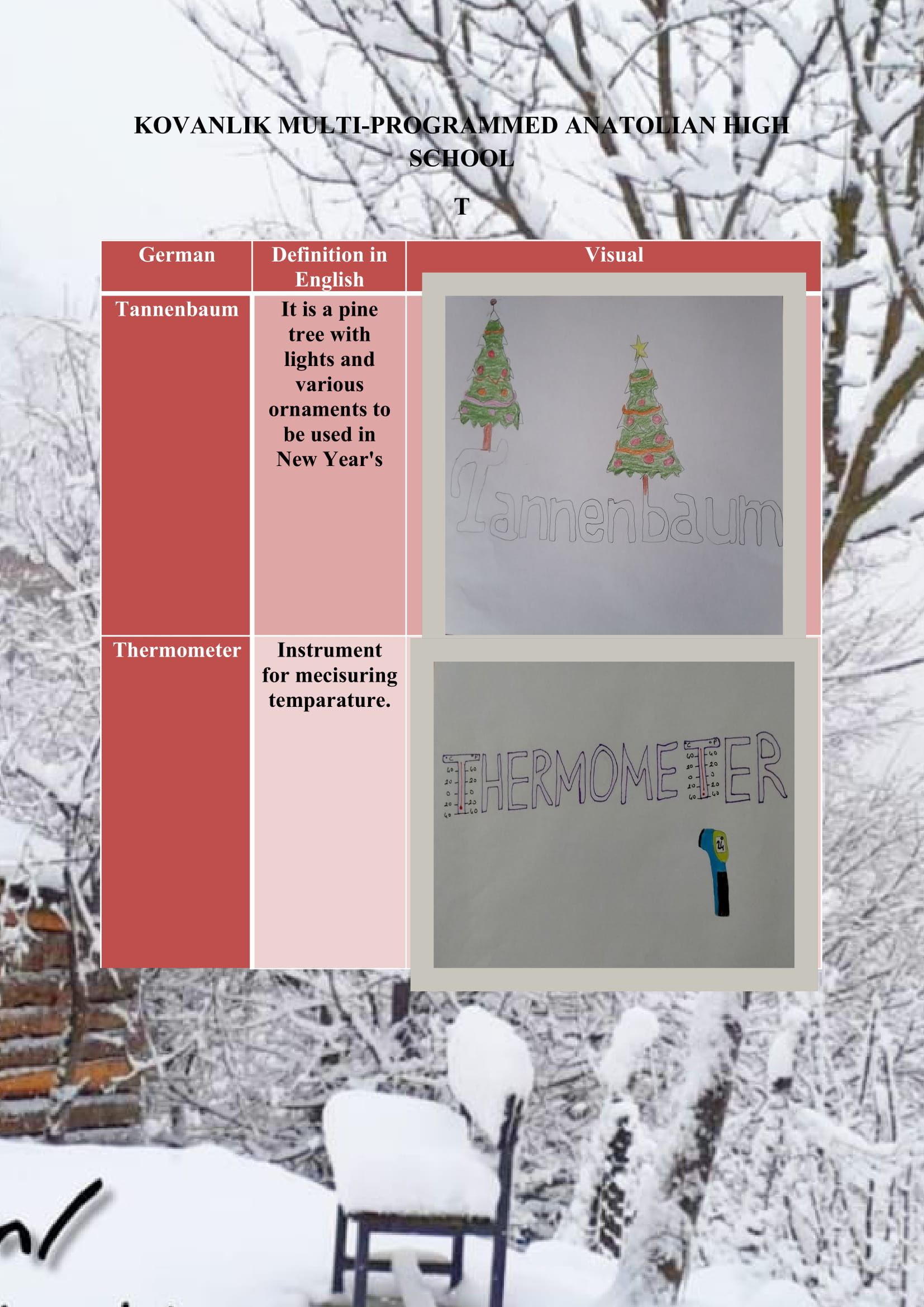 WINTER ITEMS DICTIONARY by mine seyhan - Illustrated by Mine Seyhan - Ourboox.com