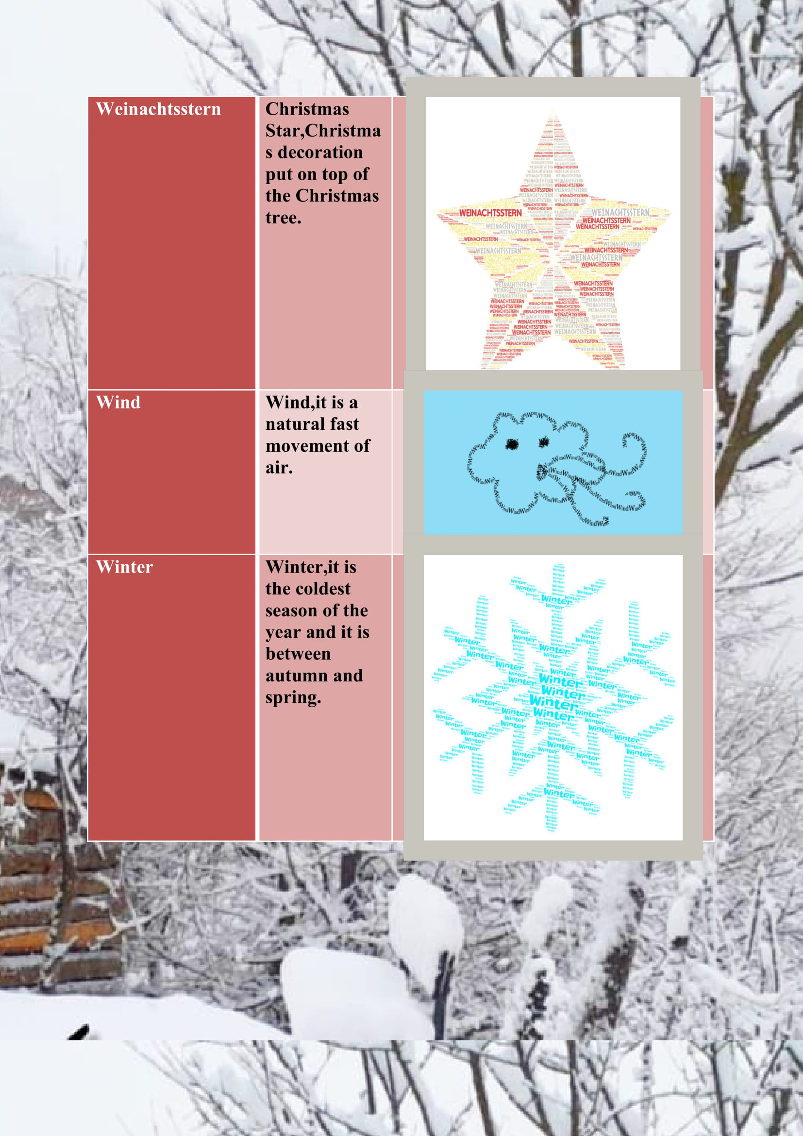 WINTER ITEMS DICTIONARY by mine seyhan - Illustrated by Mine Seyhan - Ourboox.com