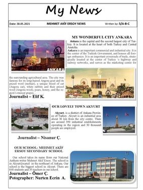 eTwinning project newspaper by Just write I will read team by hülya taşbaşı - Illustrated by Secondary school students exchange letters in English with their peers from different provinces to make the pandemic period they stay at home enjoyable and they share their days. - Ourboox.com