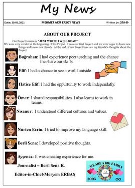 eTwinning project newspaper by Just write I will read team by hülya taşbaşı - Illustrated by Secondary school students exchange letters in English with their peers from different provinces to make the pandemic period they stay at home enjoyable and they share their days. - Ourboox.com