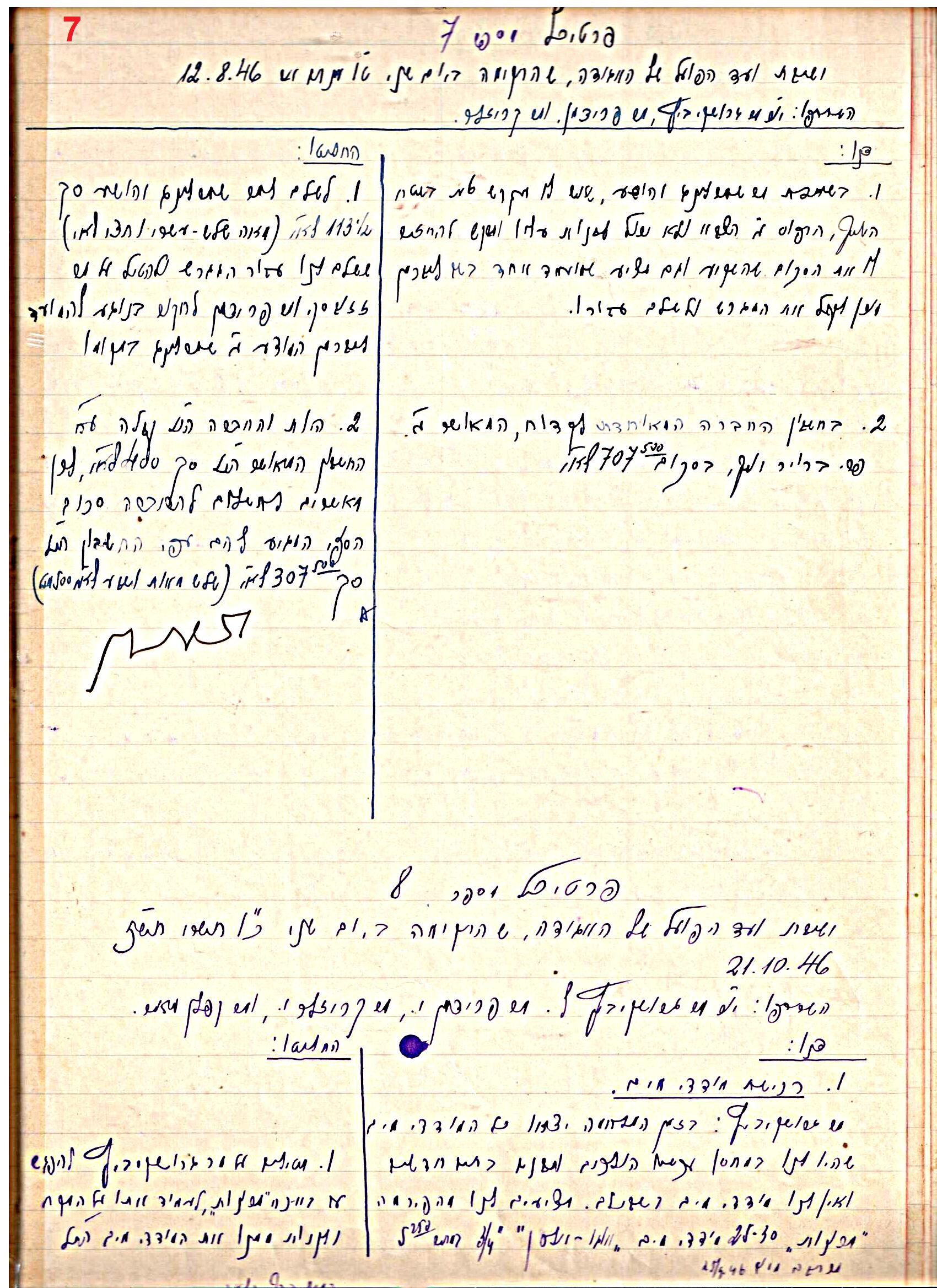 פרוטוקול 45 אגודה שיתופית – הנהלה 18.7.48 – 27.7.37 ועד הפועל by riki deri - Illustrated by מוזיאון בית גרושקביץ / כרך 45 - Ourboox.com
