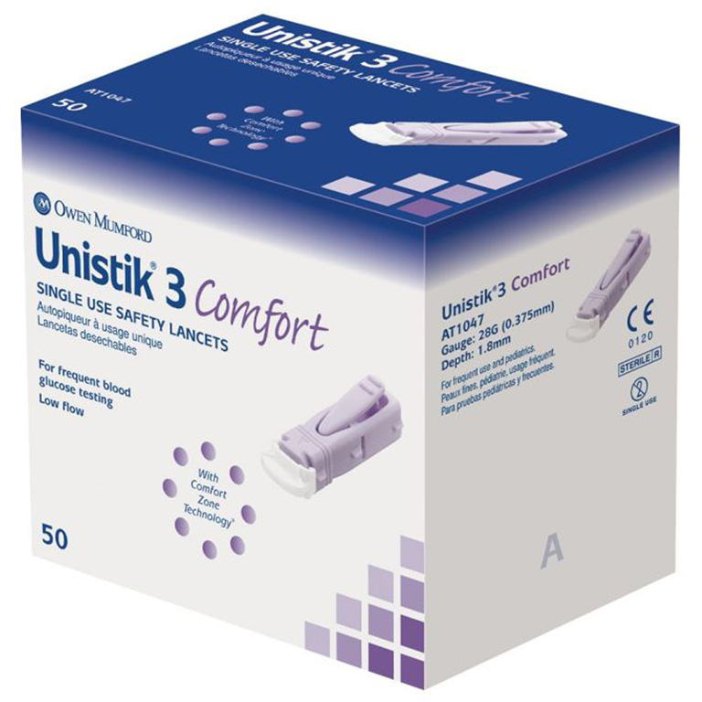 Unistik 3 Comfort Lancets (100) Consumables P&A Medical Ltd