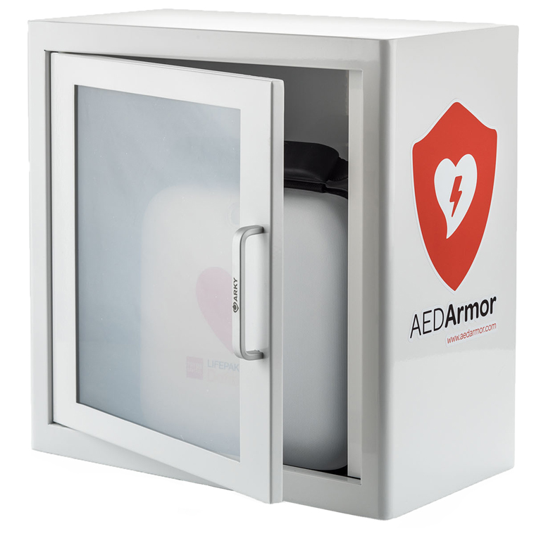 AED Armor White Metal Indoor with Alarm P&A Medical Ltd
