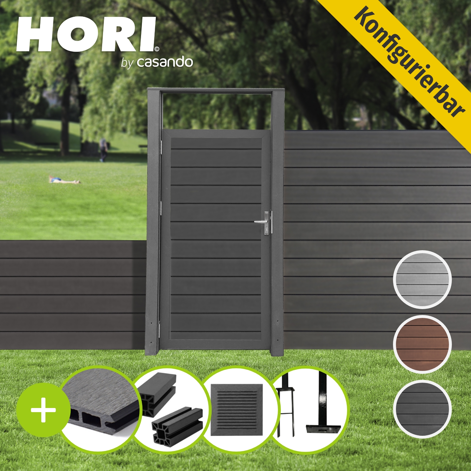 HORI Holzzaun Komplettset WPC Sichtschutzzaun inkl.