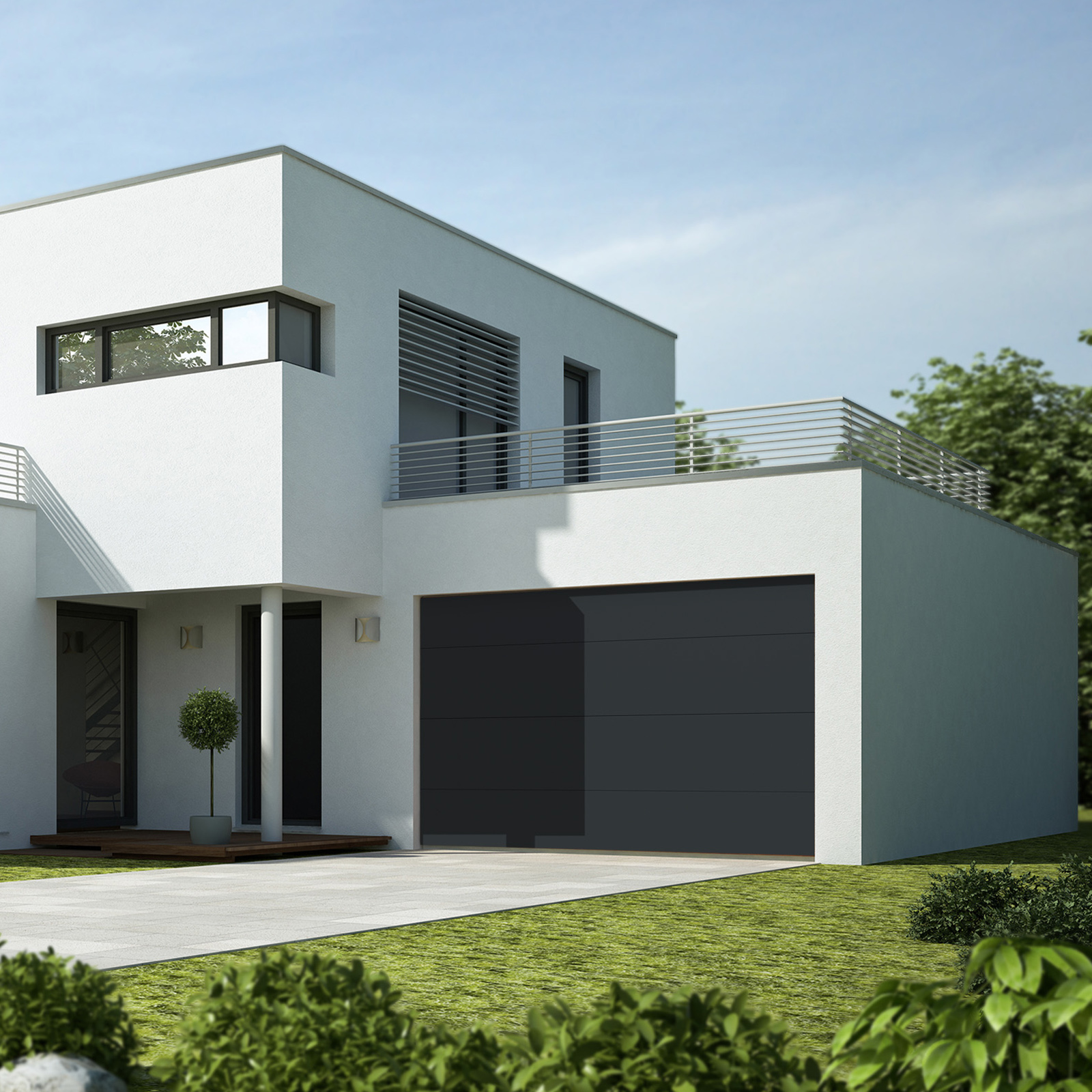 Garagentor Sektionaltor Tor 40 mm XL-Sicke Modern Weiß Anthrazit