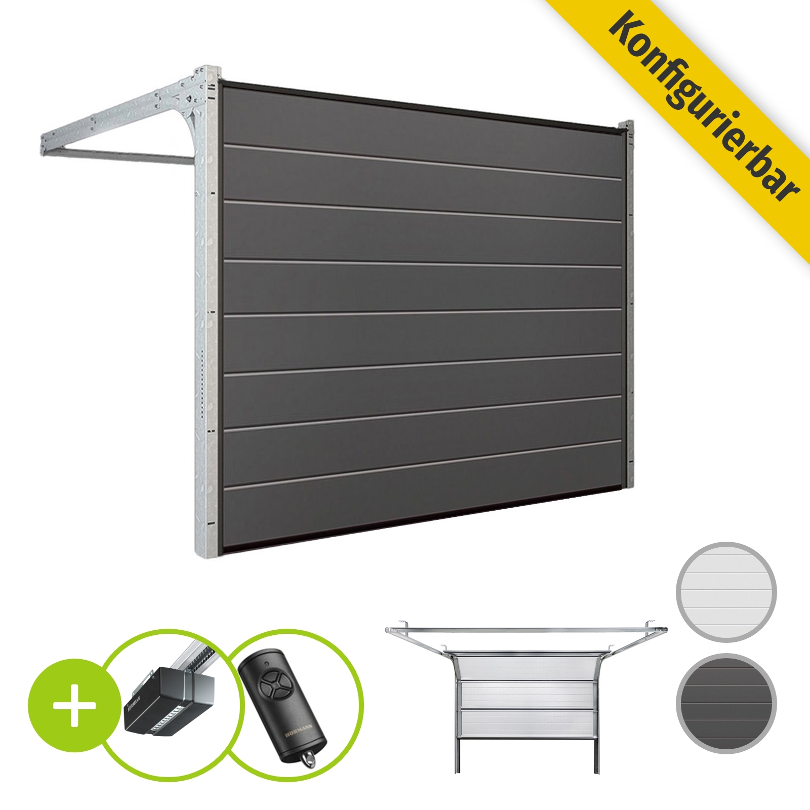 HÖRMANN Garagentor Sektionaltor 42 mm M-Sicke Modern Weiß Anthrazit