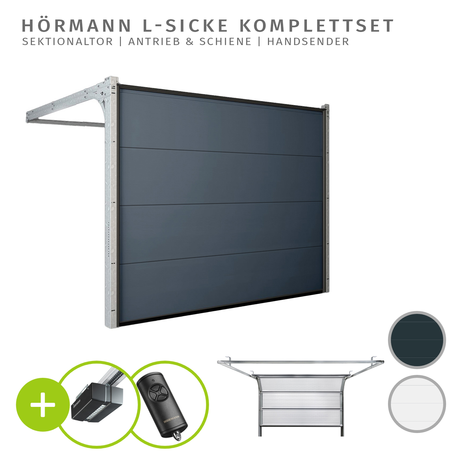 HÖRMANN Garagentor Sektionaltor 42 mm L-Sicke Modern Weiß Anthrazit