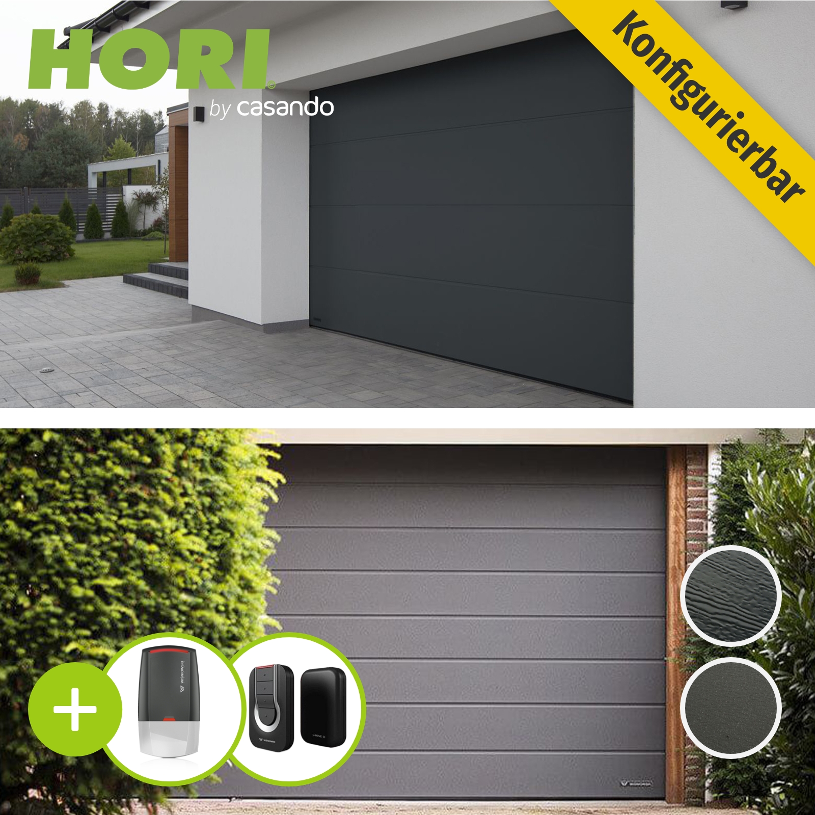 Garagentor Sektionaltor Tor 40 mm M L-Sicke Woodgrain Anthrazit