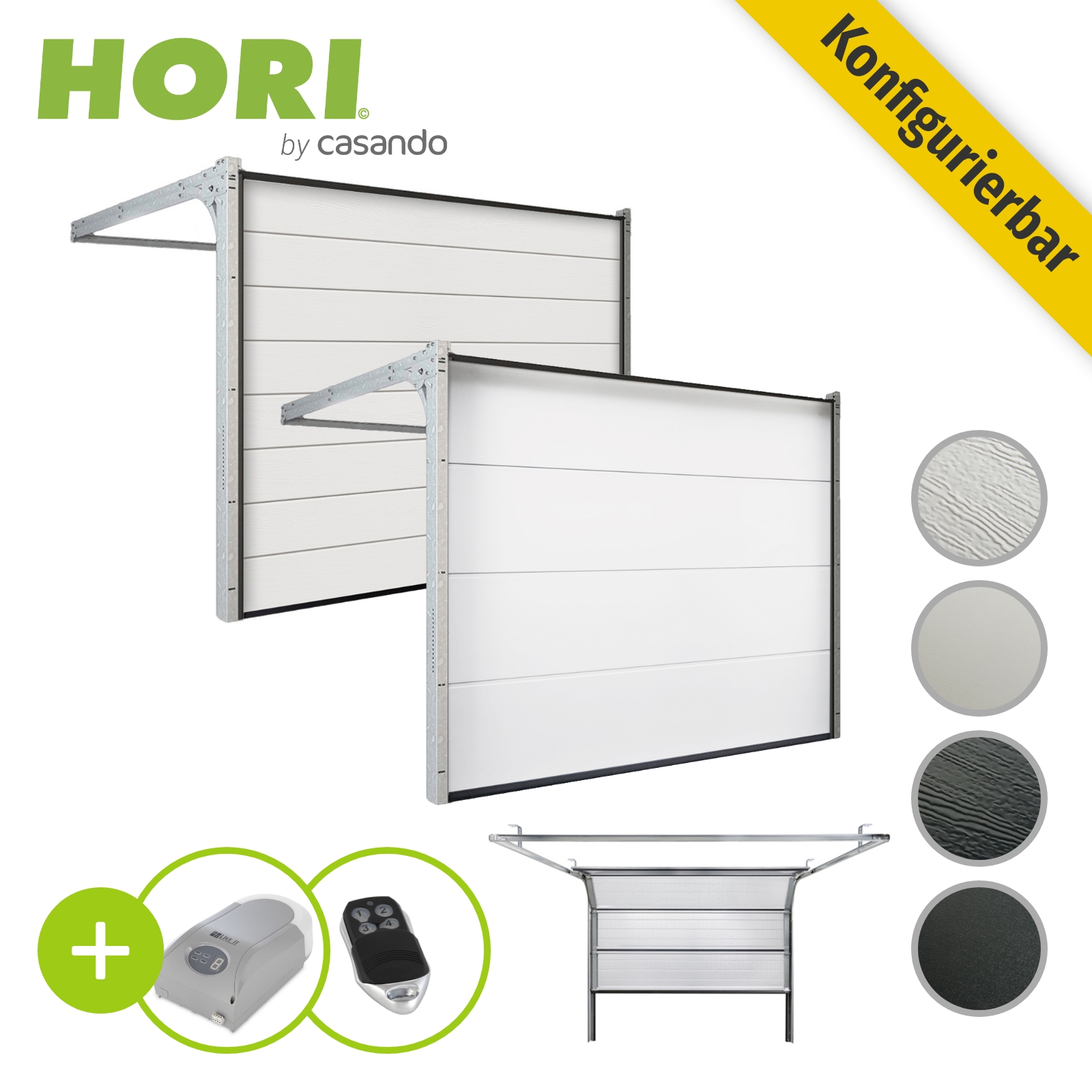 Garagentor Sektionaltor Tor 40 mm M L-Sicke Woodgrain Weiß Anthrazit