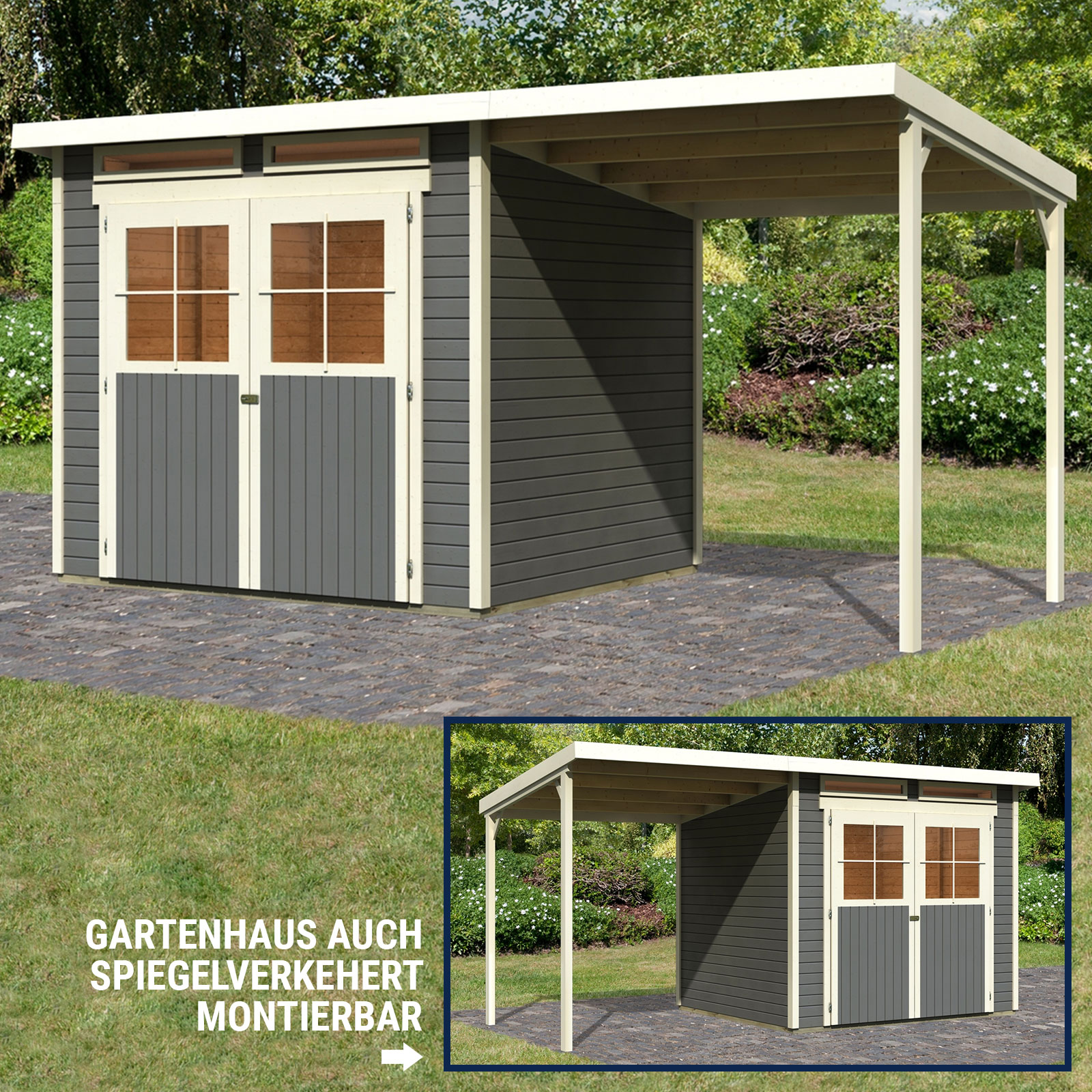 HORI Gartenhaus Gerätehaus Geräteschuppen Garten Holz Hütte Pultdach