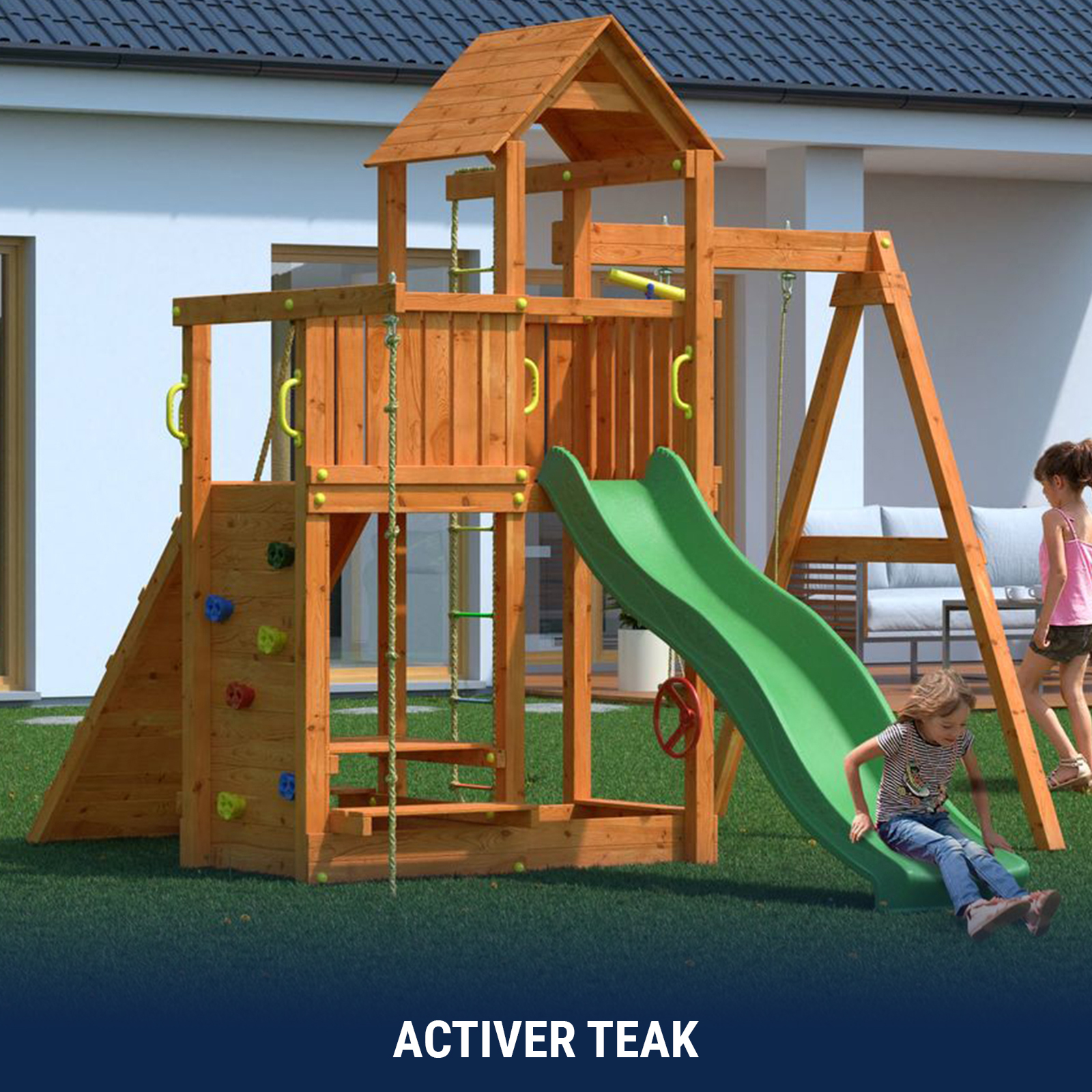 Spielturm Kletterturm Rutsche Schaukel Ritterburg Doppelschaukel vers