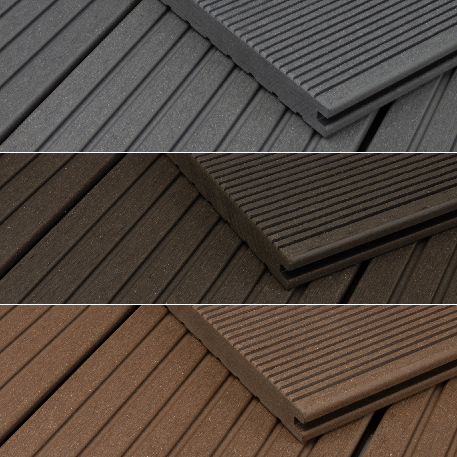 WPC BPC Terrassendielen Massiv Hohlkammer Terrassenboden Grau Braun Anthrazit