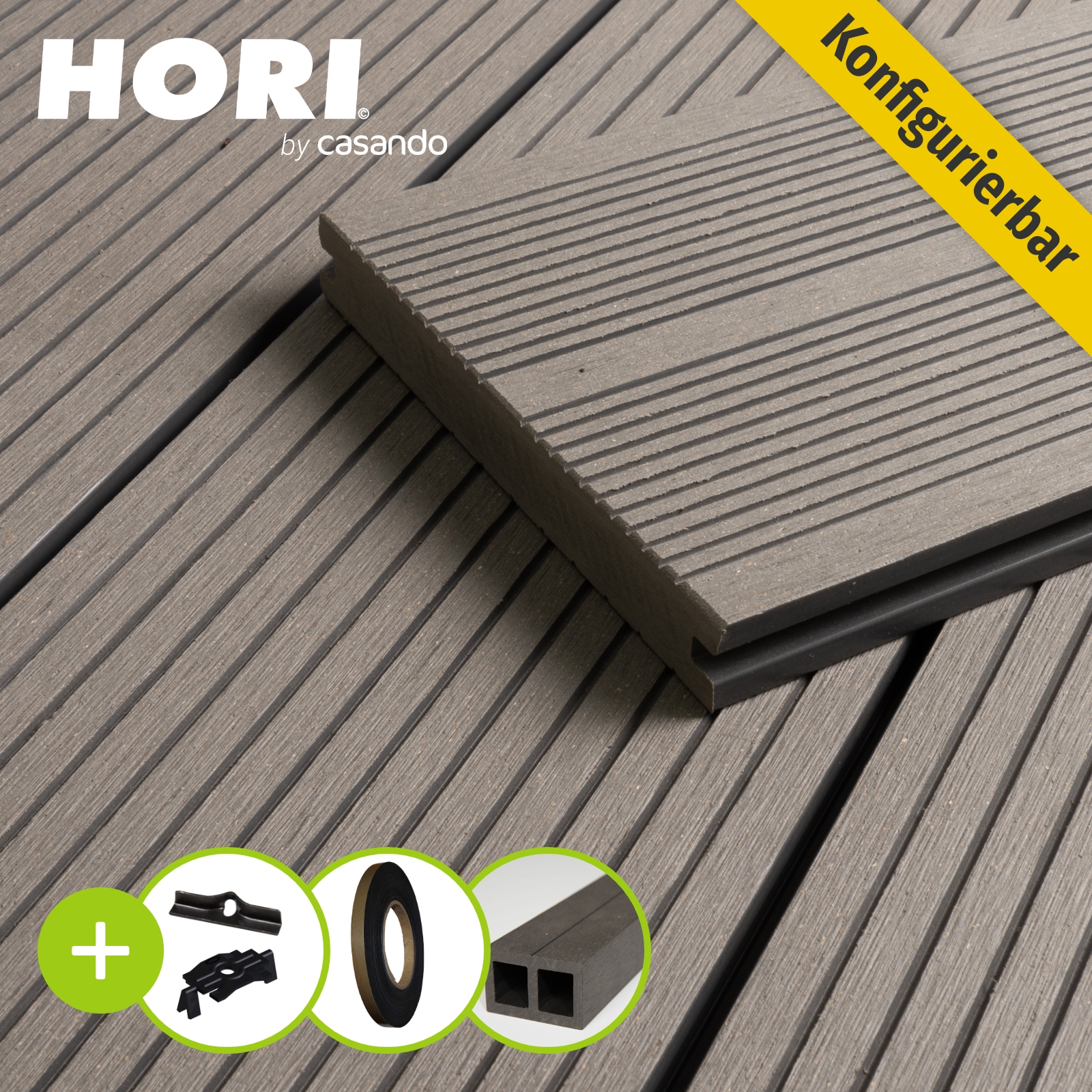 WPC BPC Kovalex Terrassendielen Komplettbausatz massiv Kastanie Terrassenboden