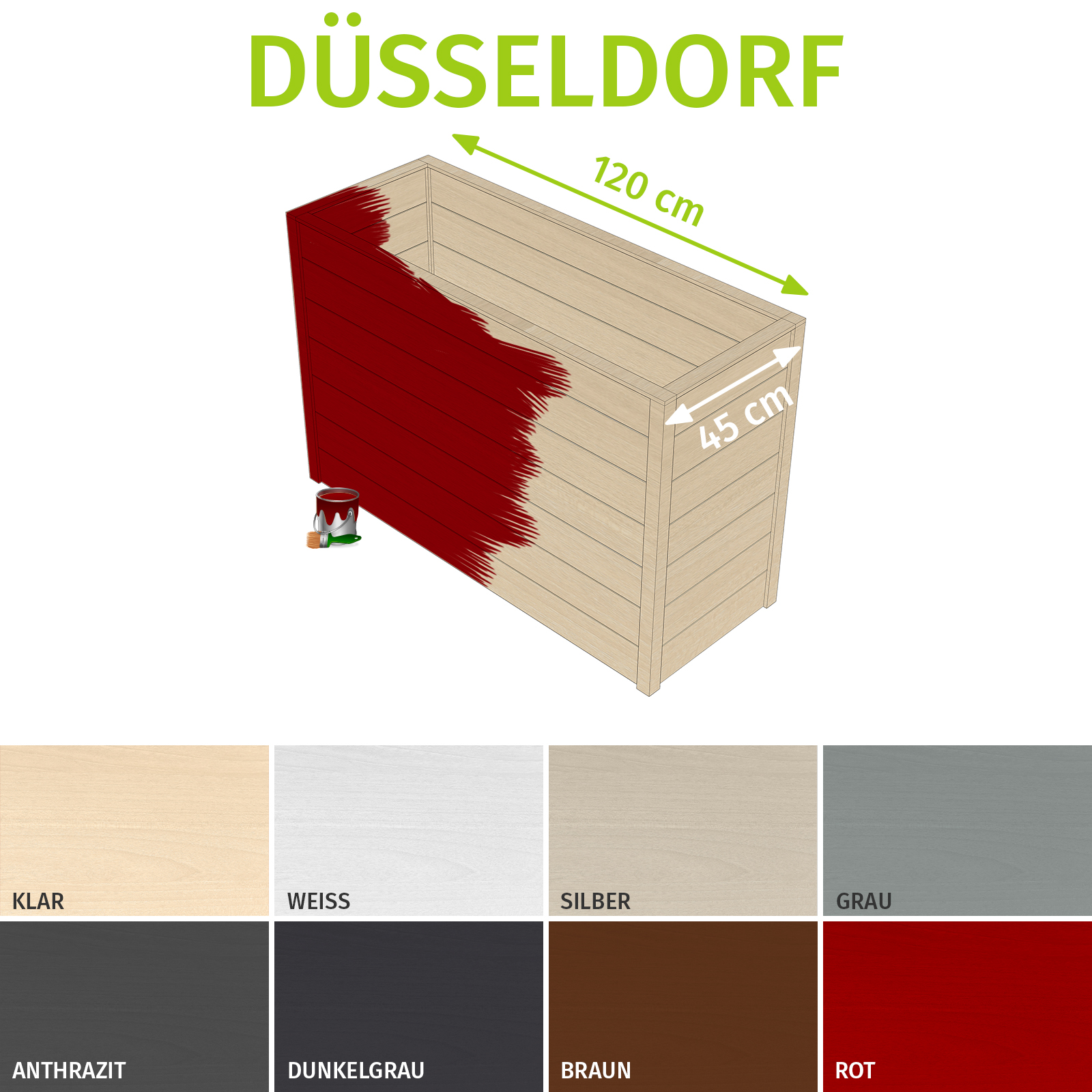 Hochbeet Holz Frühbeet Eck Blumenkasten Garten Pflanzkasten Gemüsebeet grau rot - Bild 13 von 42