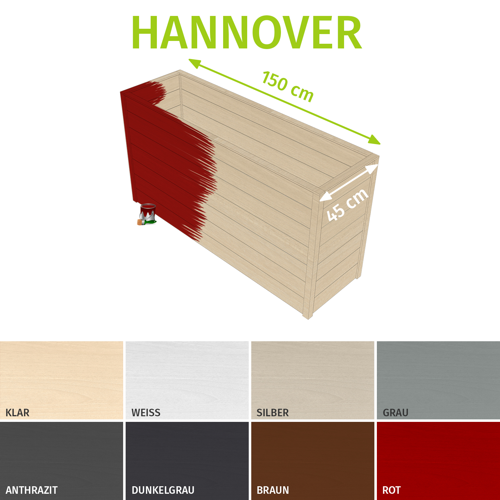 Hochbeet Holz Frühbeet Eck Blumenkasten Garten Pflanzkasten Gemüsebeet grau rot - Bild 21 von 42
