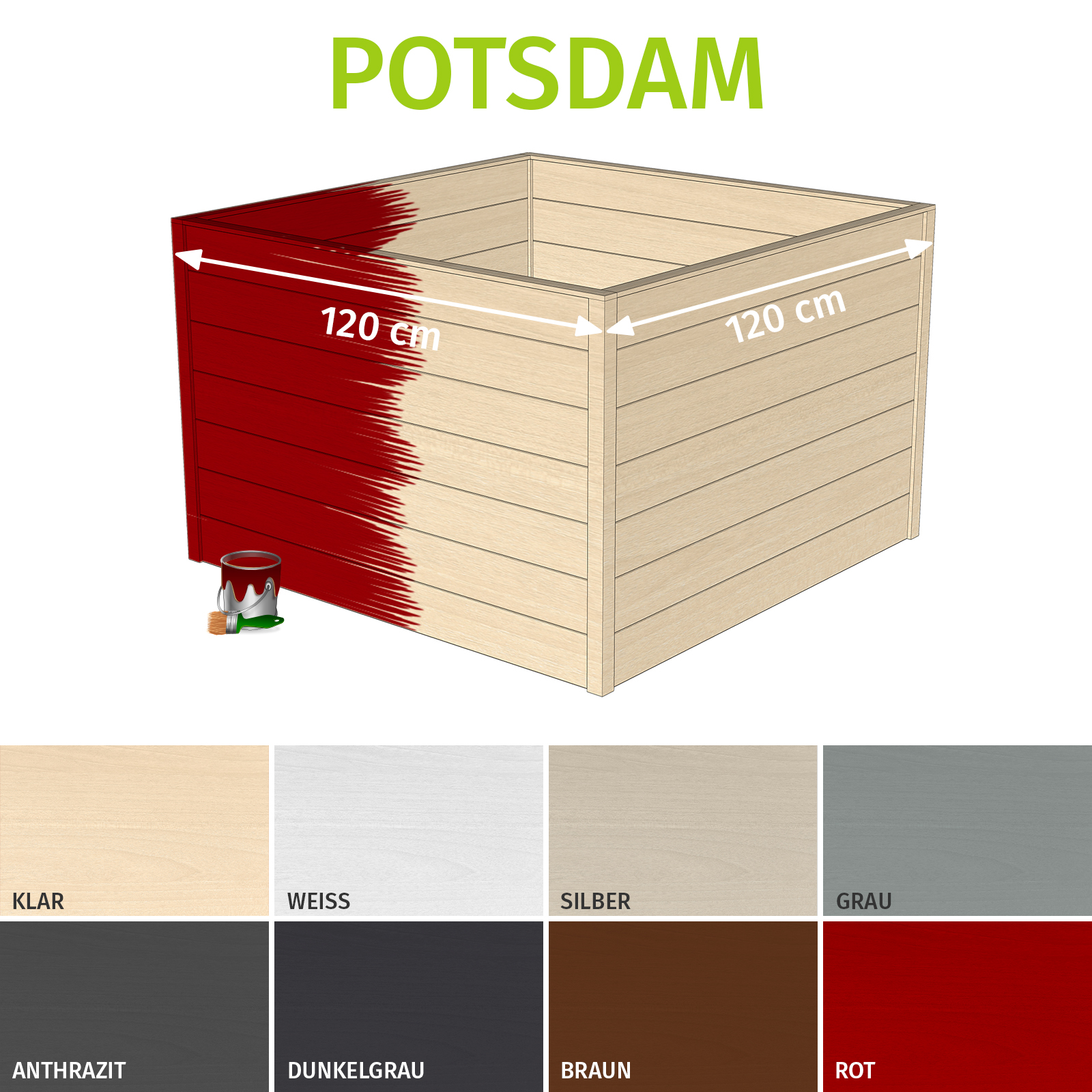 Hochbeet Holz Frühbeet Eck Blumenkasten Garten Pflanzkasten Gemüsebeet grau rot - Bild 31 von 42
