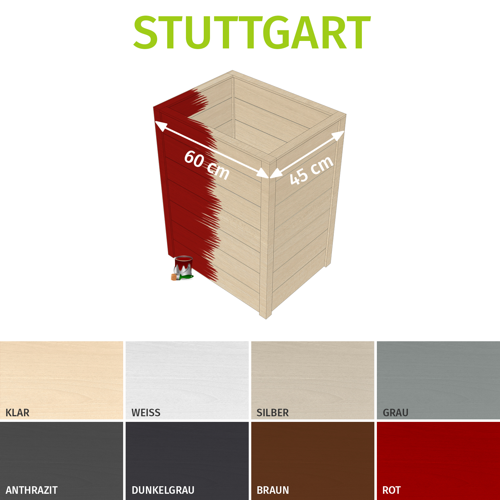 Hochbeet Holz Frühbeet Eck Blumenkasten Garten Pflanzkasten Gemüsebeet grau rot - Bild 37 von 42