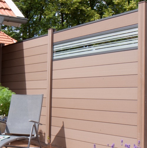 GroJa WPC Zaun Sichtschutz Gartenzaun Windschutzzaun Terrasse Grau 180