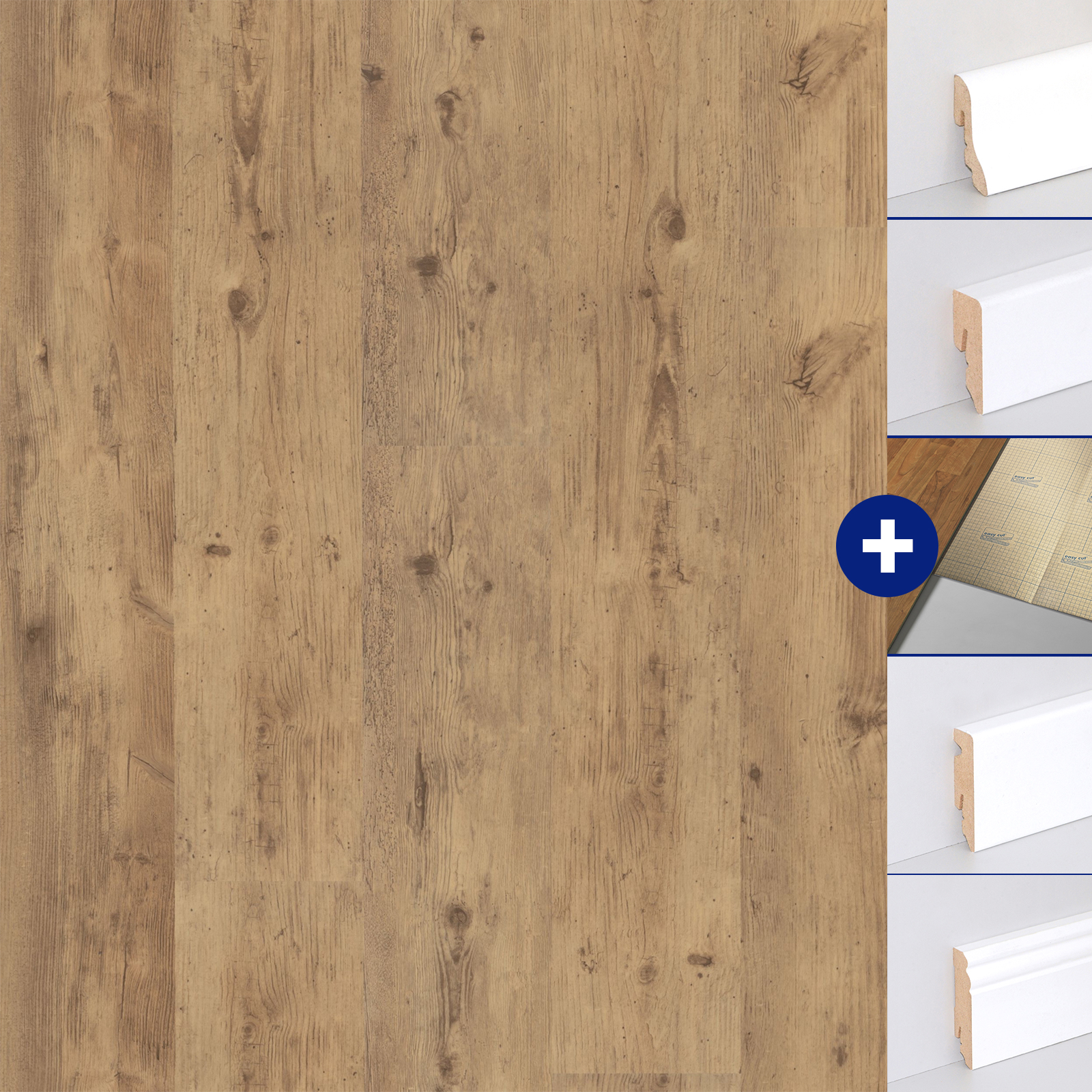 Vinylboden PVC Klick Bodenbelag Lärche Melbourne Holzoptik Dämmung und