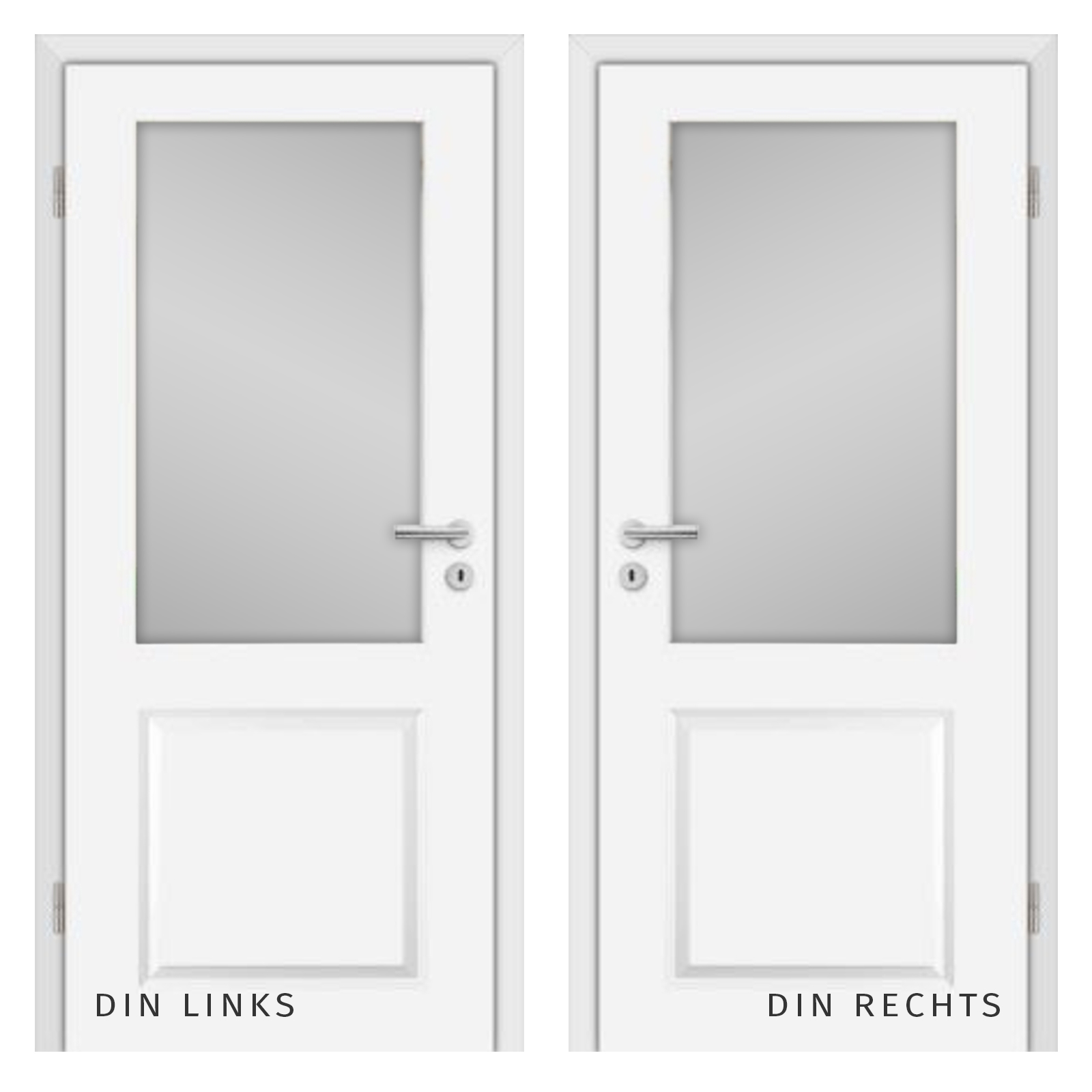 T/ürdr/ücker und Verglasung I Innent/ür CPL Wei/ß mit Lichtausschnitt in Klarglas I H/öhe 198,5 cm I DIN rechts I 1985 x 860 x 160 mm HORI/® Zimmert/ür Komplettset mit Zarge