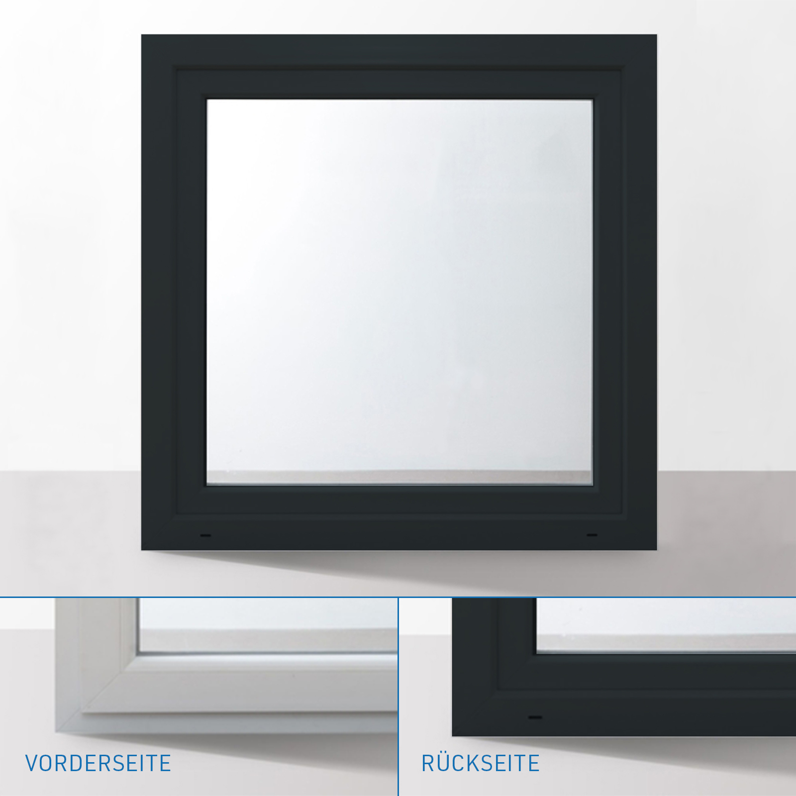 Fenster Kunststofffenster Kellerfenster Dreh Kipp 2 Fach RAL7016