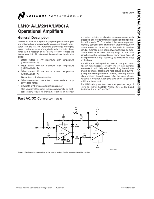 LM301AN Datasheet PDF » Nota katalogowa | elecena.pl - wyszukiwarka ...