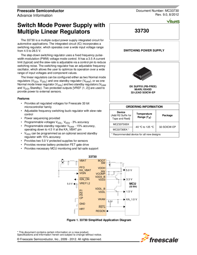 Switch Mode Power Supply with Multiple Linear Regulators » MC33730