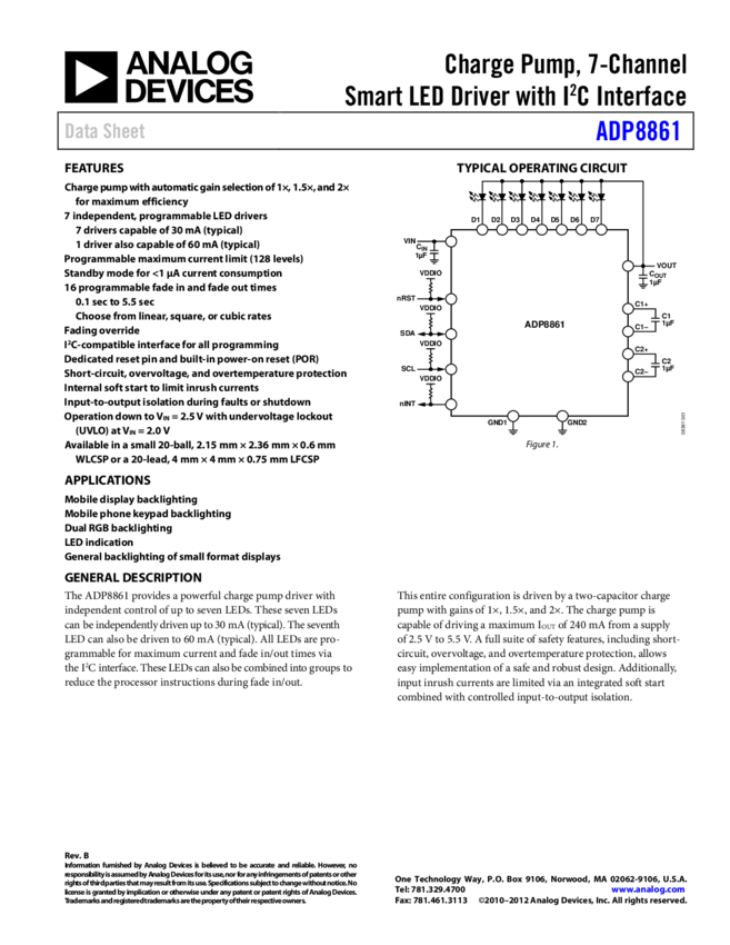 Charge Pump, 7Channel Smart LED Driver with IC Interface » ADP8861