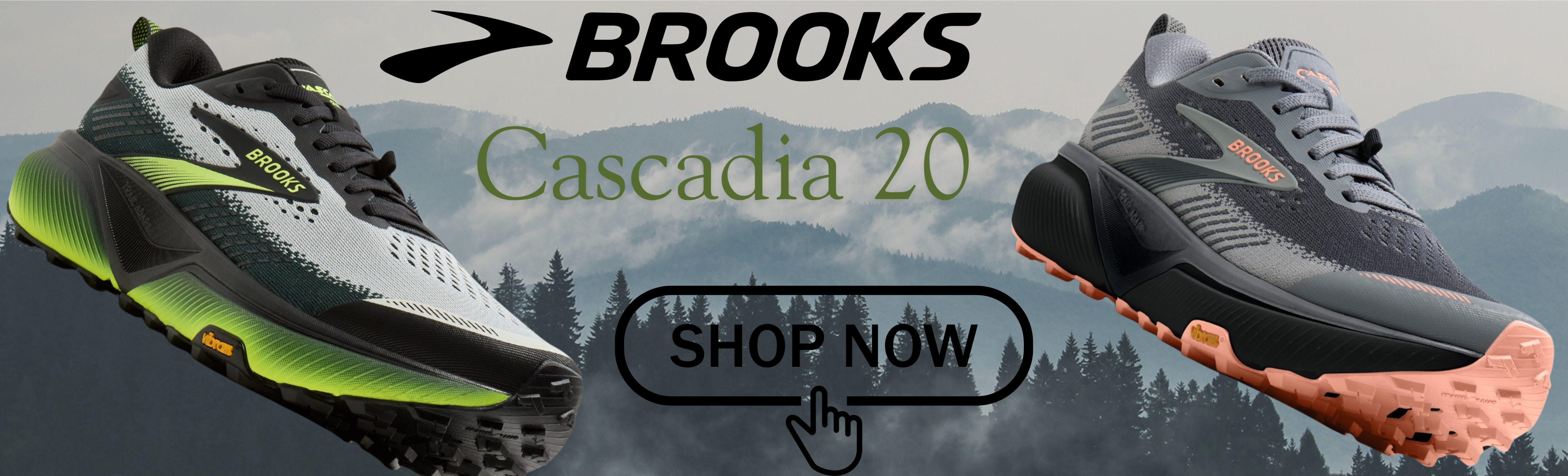 The Cascadia 20 is an all-terrain running shoe, featuring Vibram Megagrip traction.