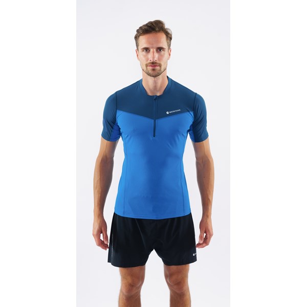 Montane Men S Dragon Zip Tee Electric Blue Narwhal Blue