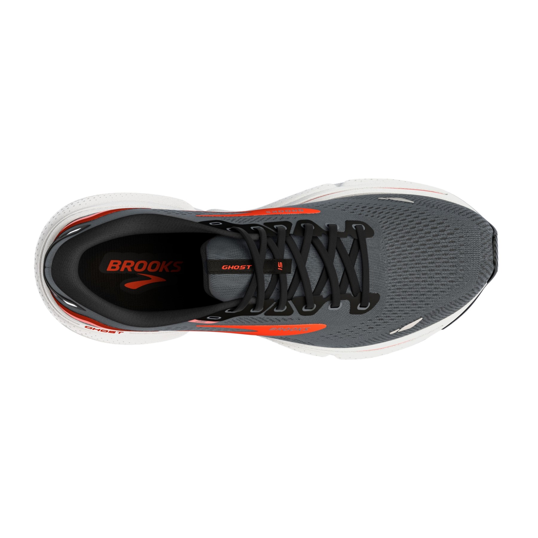 Brooks Mens Ghost 15 Ebony / Black / Spicy Orange