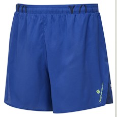 Ron Hill Mens Tech Race 5 Inch Short | Dark Cobalt / Fluo Green