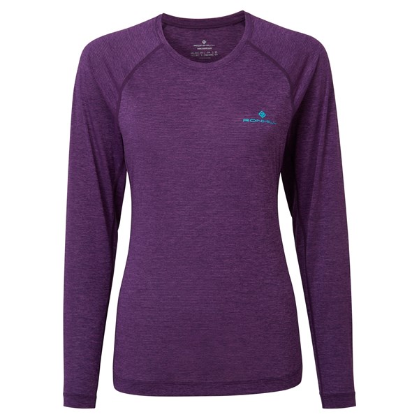 Ron Hill Women's Momentum LS Tee Blackberry Marl / Aquamint