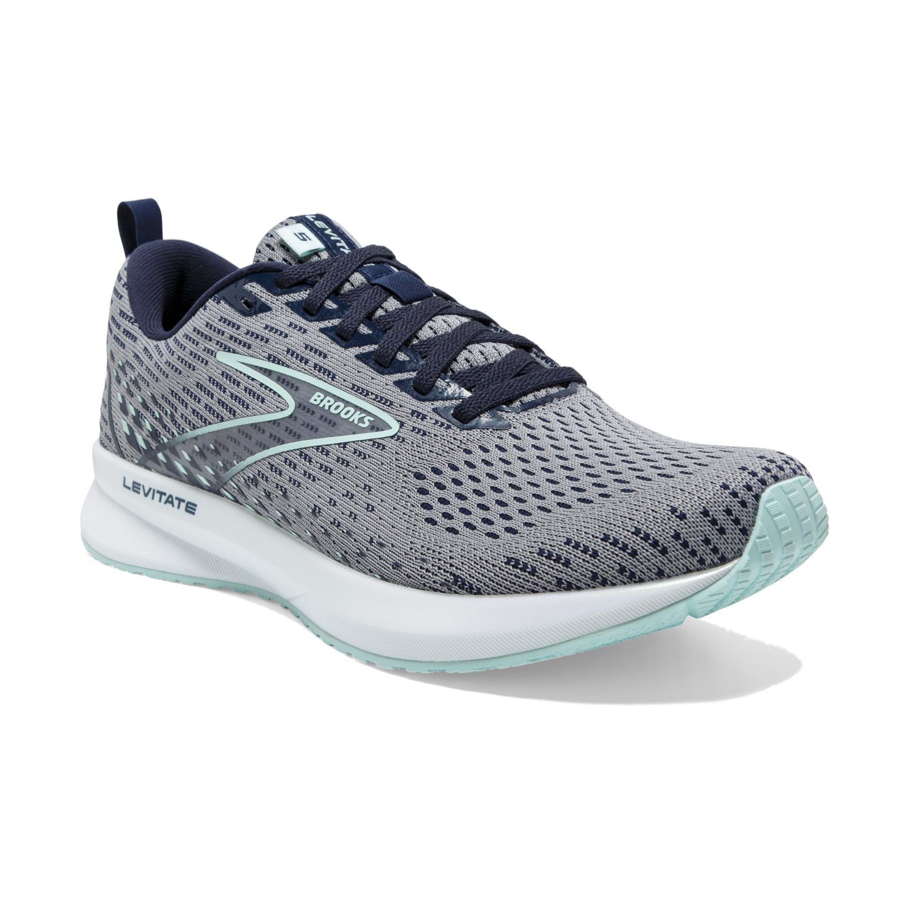 Brooks Womens Levitate 5 Grey / Peacoat / Blue Light