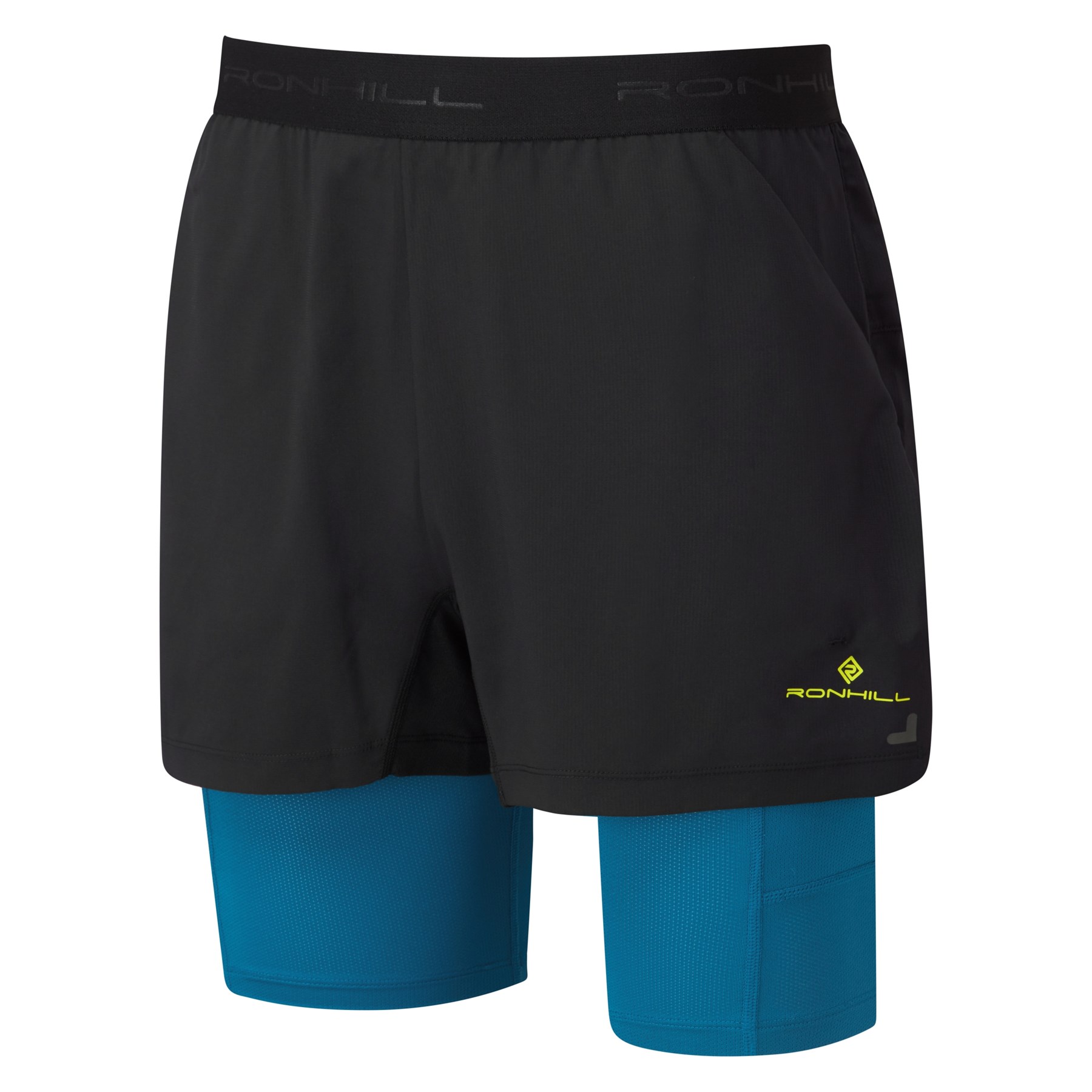 Ron Hill Mens Tech Ultra Twin Short Black / Prussian Blue