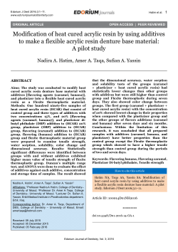 Acrylic Resin Denture Base Materials  : Due To Their Many Disadvantages, New Classes Of Resins, Which Promise Better Quality, Constantly Appear.