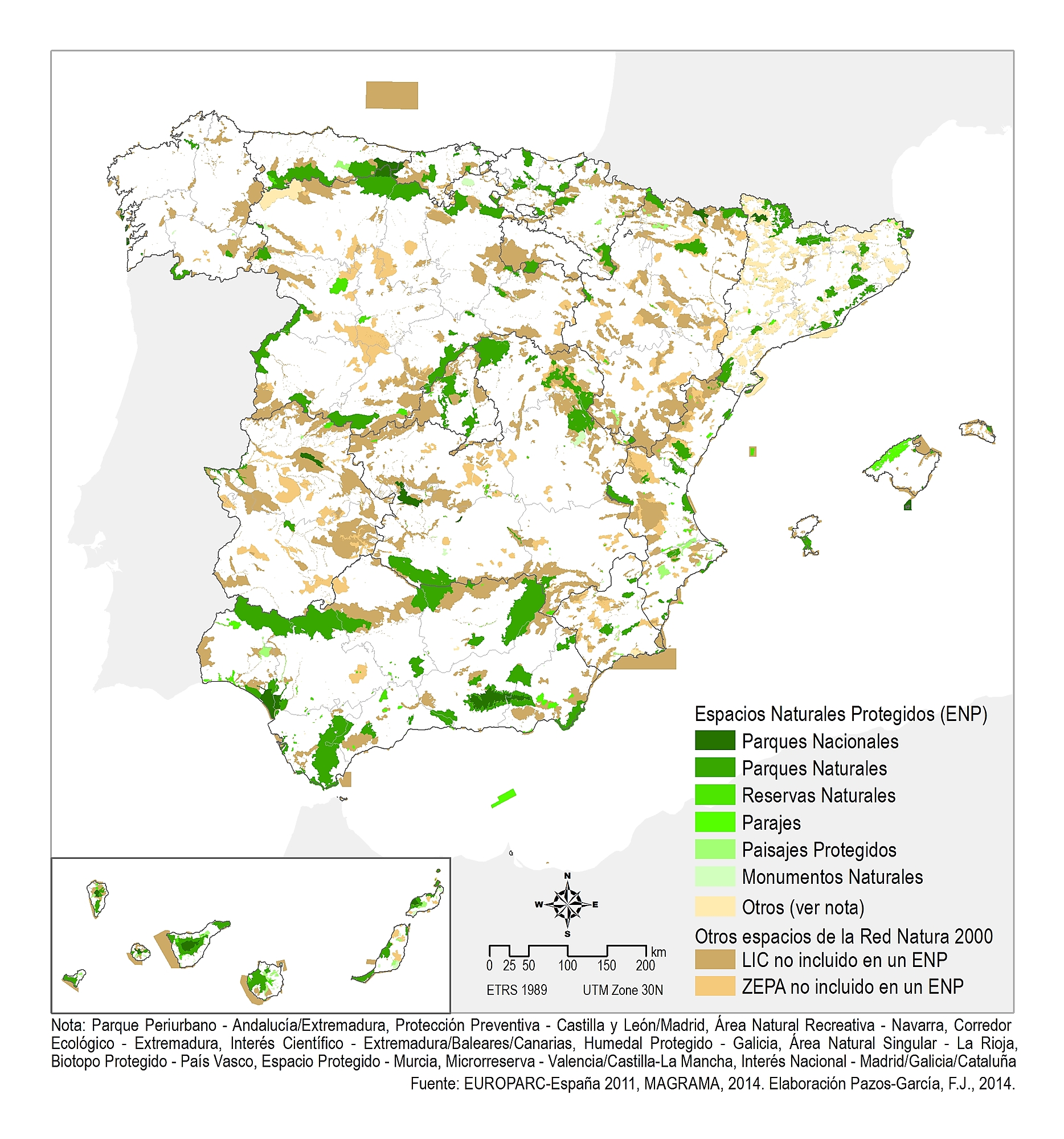 Red De Espacios Naturales Protegidos En Espana 2014