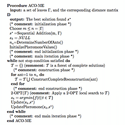 High-level pseudo-code for the ACO algorithm