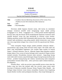 Condition Tourism Marketing Assessment Of The Corona Virus Problem